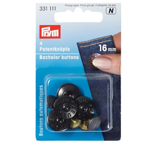 Кнопки 'Холостяк', ZEUS, чорні (16 мм) 331111 фото №1