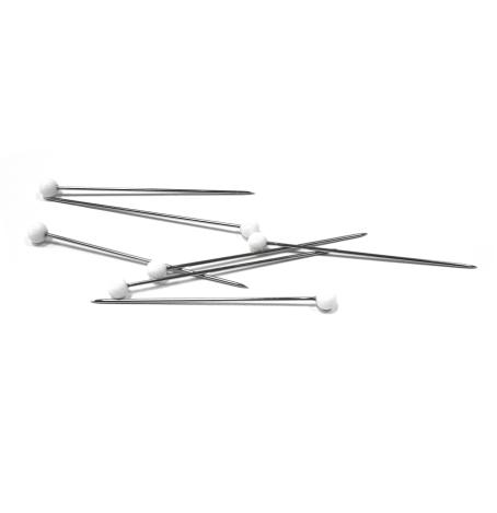 Шпильки з білими скляними головками, товсті (0,80х48 мм) 029255 фото №2