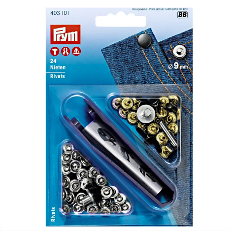 Заклепки, зістарене залізо/сріблястий (9 мм) 403101 фото №1